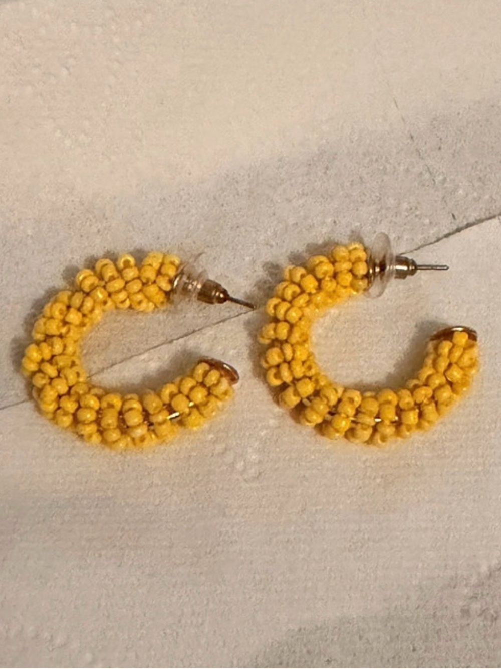 Source Unknown Yellow Beaded Hoop Earrings